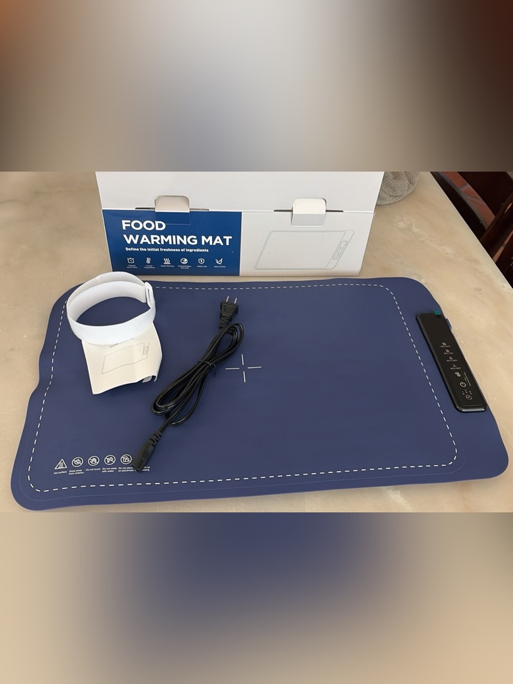 NIB Food Warming Mat - Blue Electric Heating Pad for Kitchen 16x24, Thanksgiving